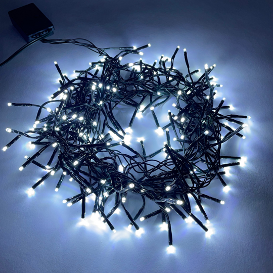 ENIN-GC Гирлянда LED  Нить Мишура 3,9м зеленый провод,холодный свет ,220V  Эра