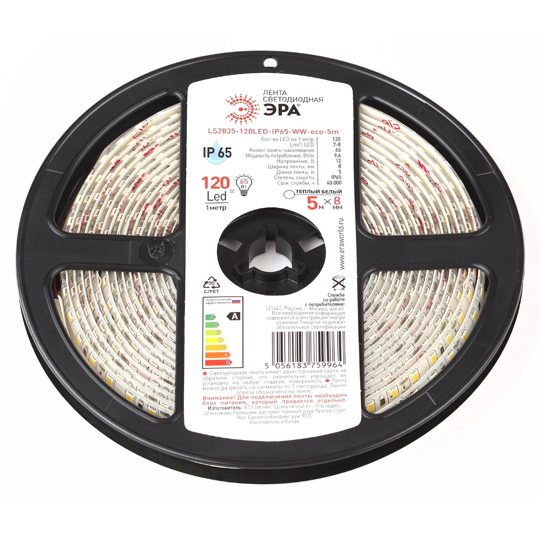 Светодиодные лента LS2835-120LED-IP65-WW-eco-5m Эра