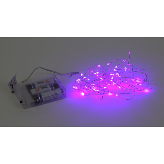ENIN-5NР Гирлянда LED  Нить 5м , сиреневый свет  AA  Эра